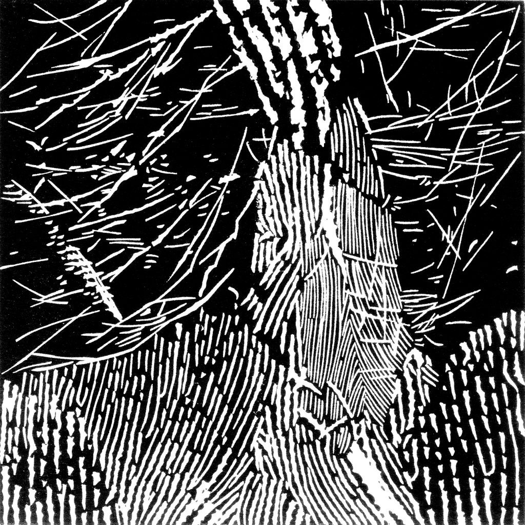 Touch of time - 48, linocut, 2009, 15 x 15 cm